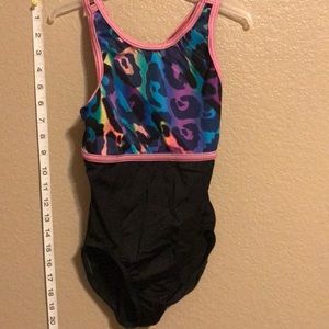 GK leotard Child Large CL. Black with multi color